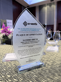 PRECE 2026 plaque of appreciation presented to Sandro Bruni for his contribution as a speaker.